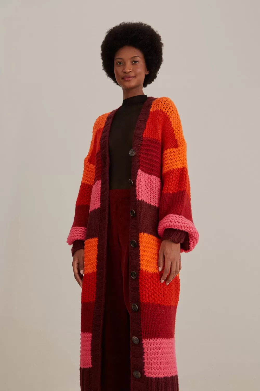 Cardigan en tricot midi à rayures tropicales^FARM Rio  Cheap