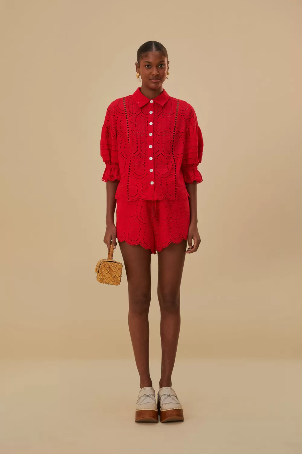 Chemisier à œillets ananas rouge^FARM Rio  Flash Sale