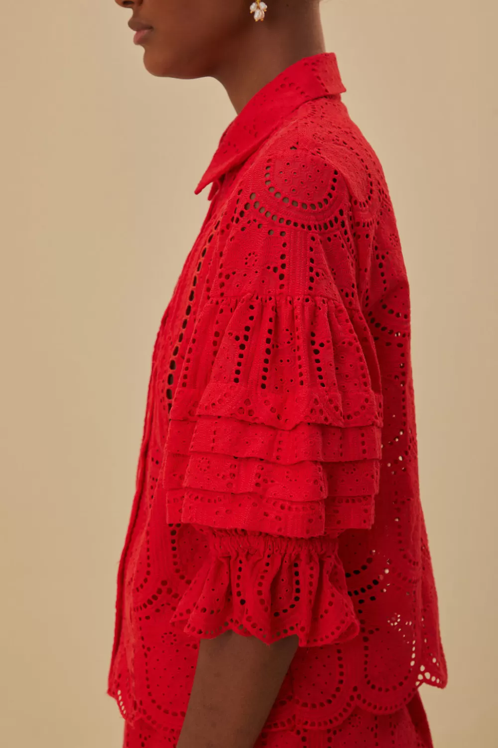Chemisier à œillets ananas rouge^FARM Rio  Flash Sale