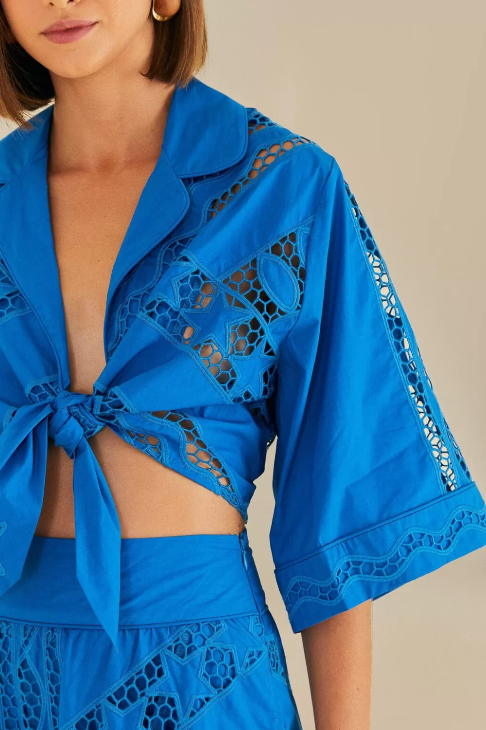 Chemisier à manches longues Richelieu rayé bleu^FARM Rio  Flash Sale