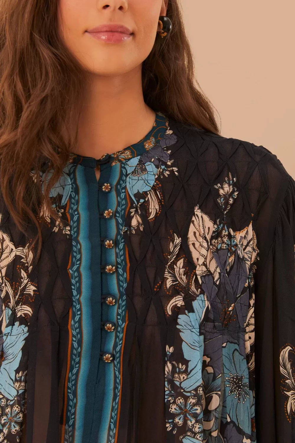 Chemisier à smocks Blossom Tapestry Black Bee^FARM Rio  Online