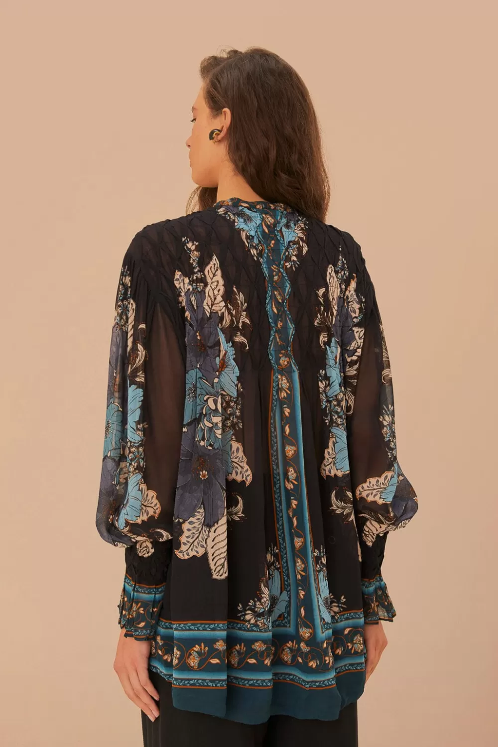 Chemisier à smocks Blossom Tapestry Black Bee^FARM Rio  Online
