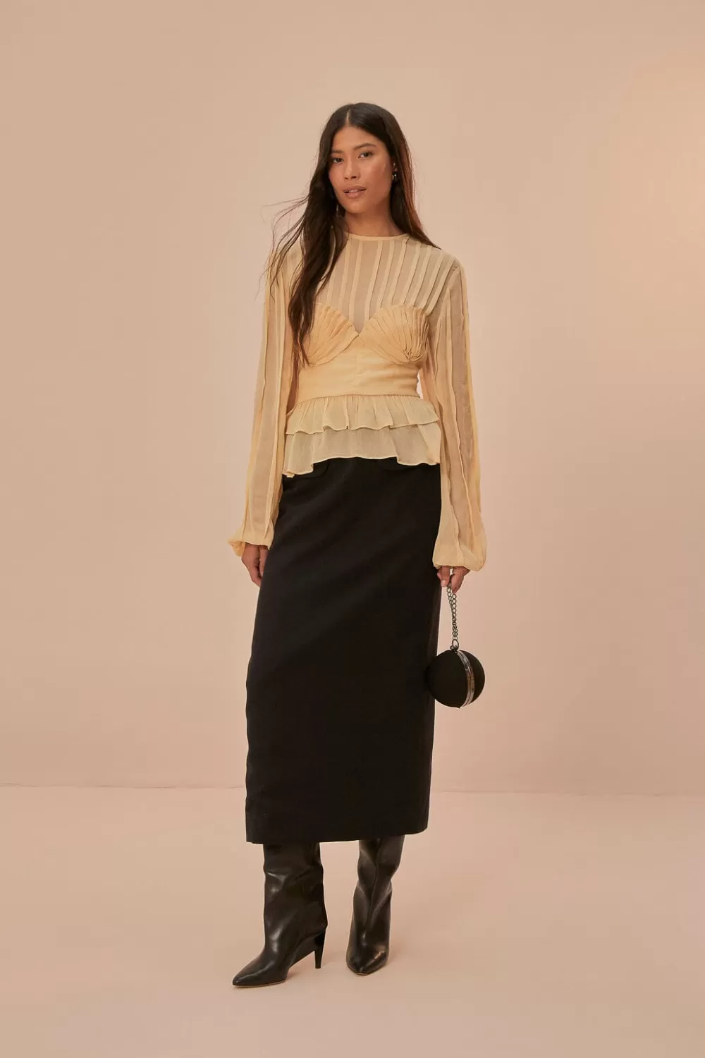 Chemisier beige à buste plissé^FARM Rio  Sale