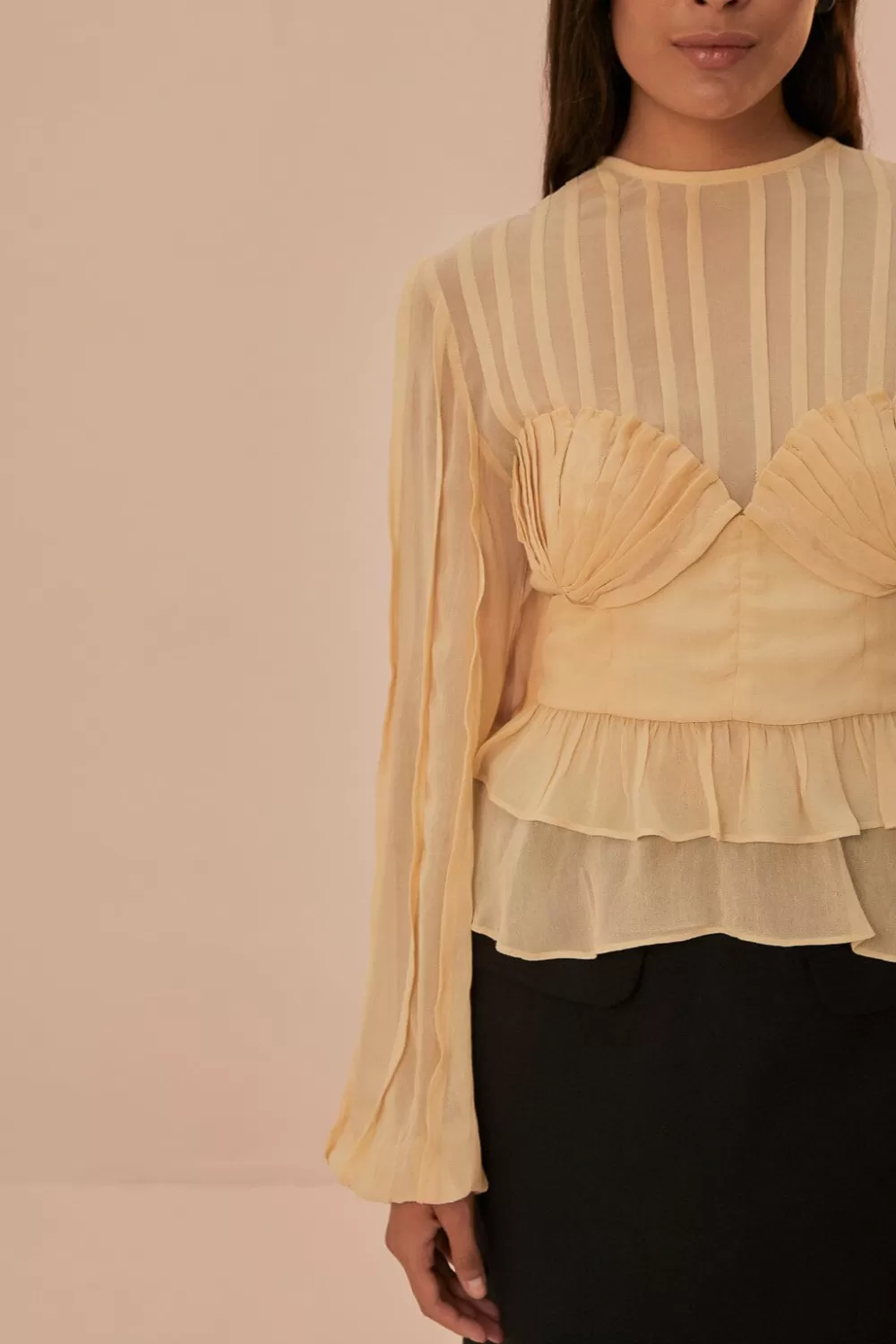 Chemisier beige à buste plissé^FARM Rio  Sale
