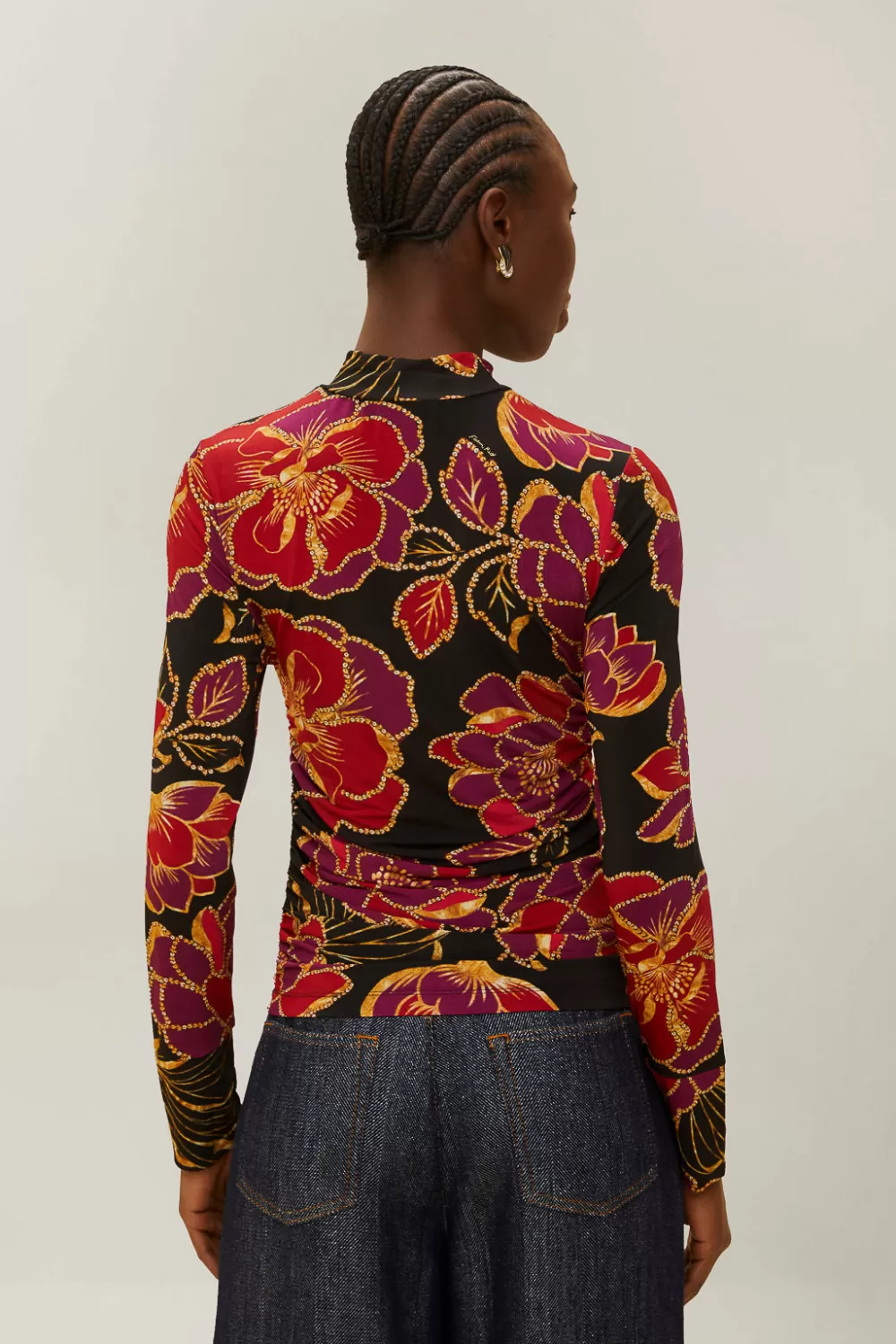 Chemisier en jersey noir brillant Chita^FARM Rio  New