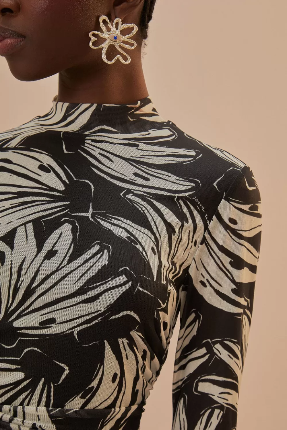Chemisier en tulle noir Bossa Banana^FARM Rio  Clearance