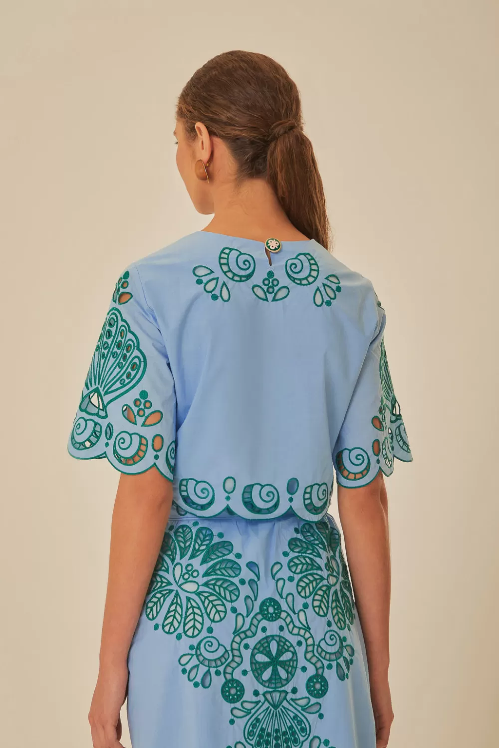 Haut court Richelieu graphique bleu clair et vert^FARM Rio  Sale