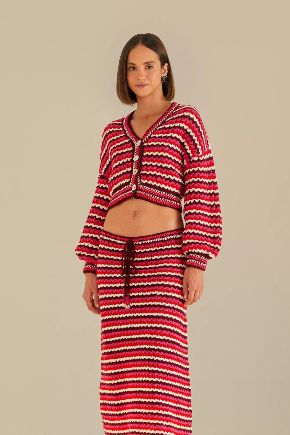 Jupe au crochet à rayures colorées^FARM Rio  Clearance