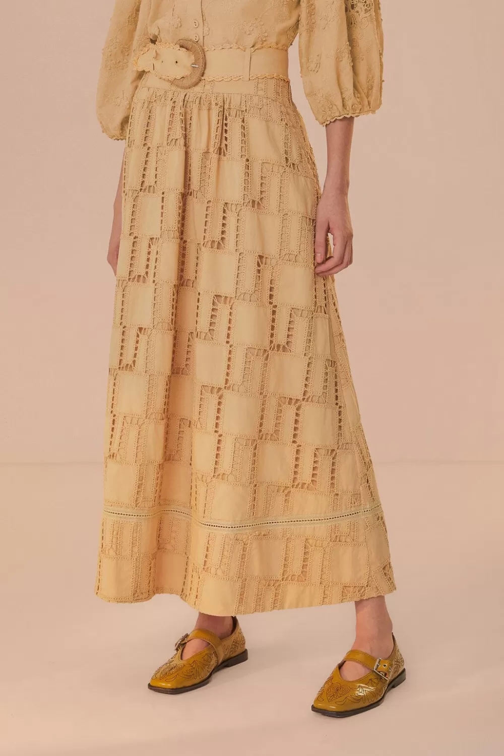 Jupe midi en crochet sable^FARM Rio  Best