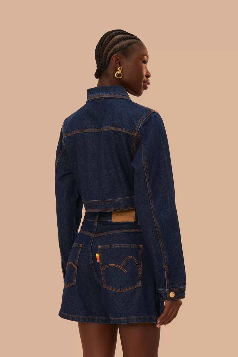 Jupe taille haute en denim foncé^FARM Rio  Discount