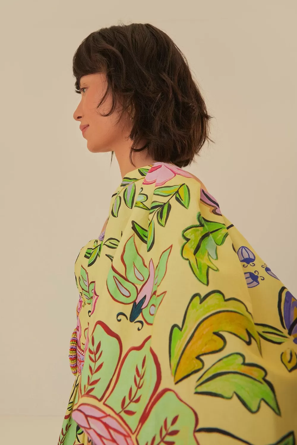 Mini-robe à manches courtes avec imprimé floral et insectes jaunes^FARM Rio  Flash Sale