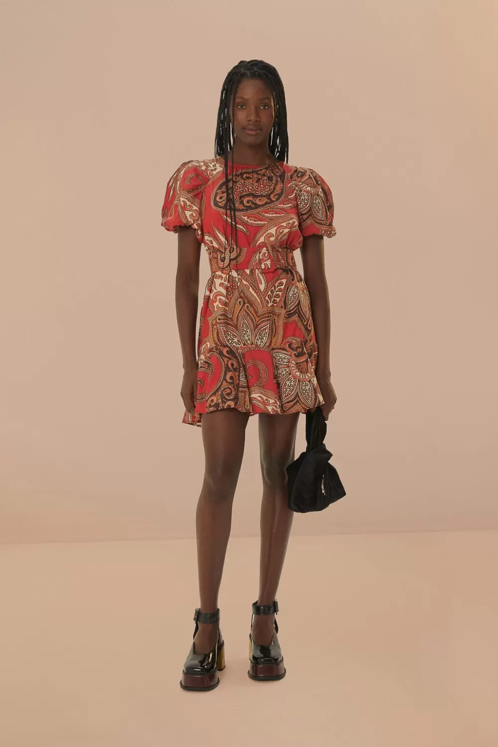 Mini-robe bordeaux à imprimé léopard et cachemire^FARM Rio  Best Sale