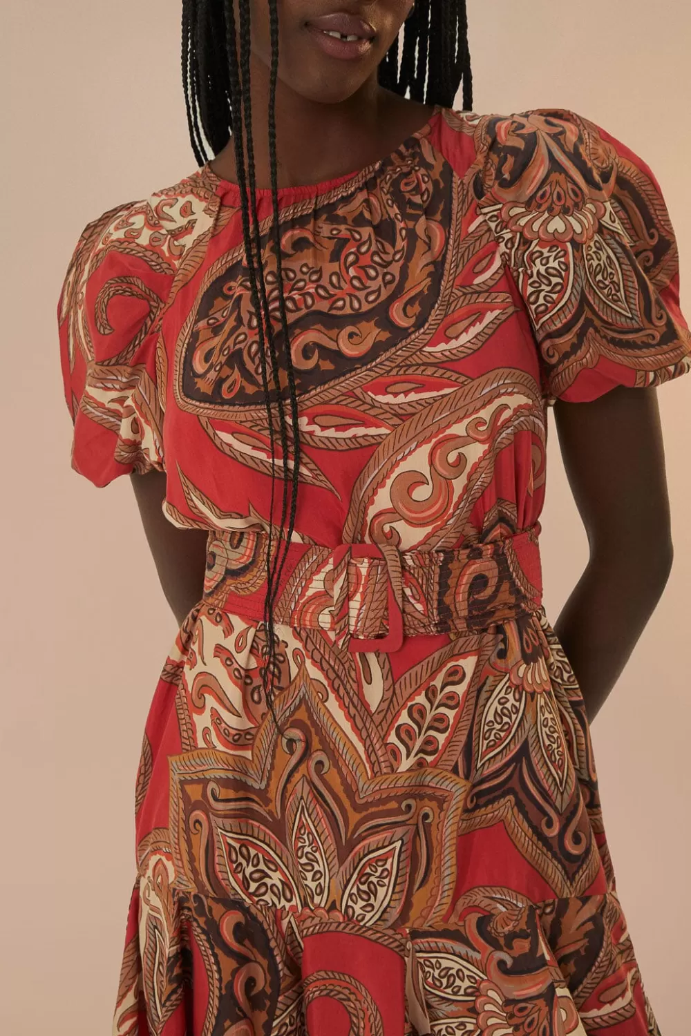 Mini-robe bordeaux à imprimé léopard et cachemire^FARM Rio  Best Sale