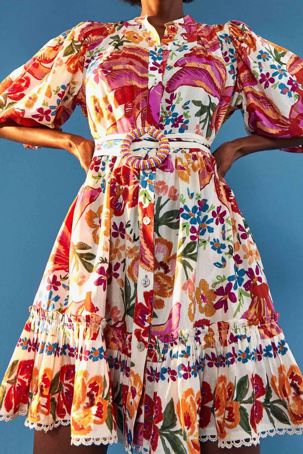 Mini-robe ceinturée | Bananes blanches de printemps^FARM Rio  Clearance