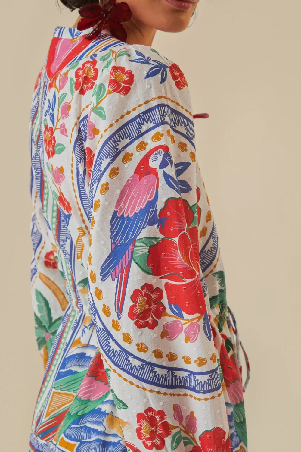 Mini-robe de plage à fleurs blanc cassé^FARM Rio  Fashion