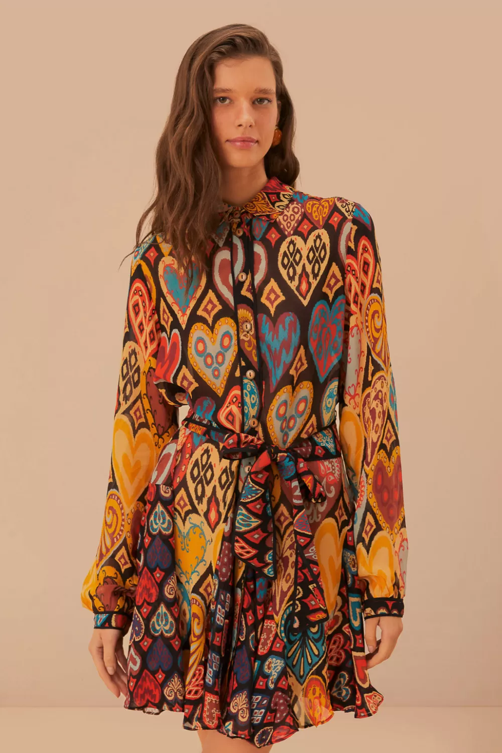 Mini-robe en ikat à coeurs noirs^FARM Rio  Clearance