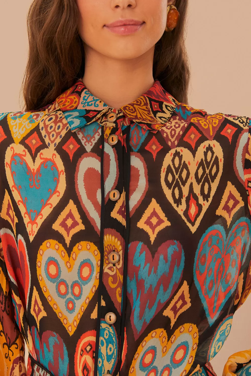 Mini-robe en ikat à coeurs noirs^FARM Rio  Clearance
