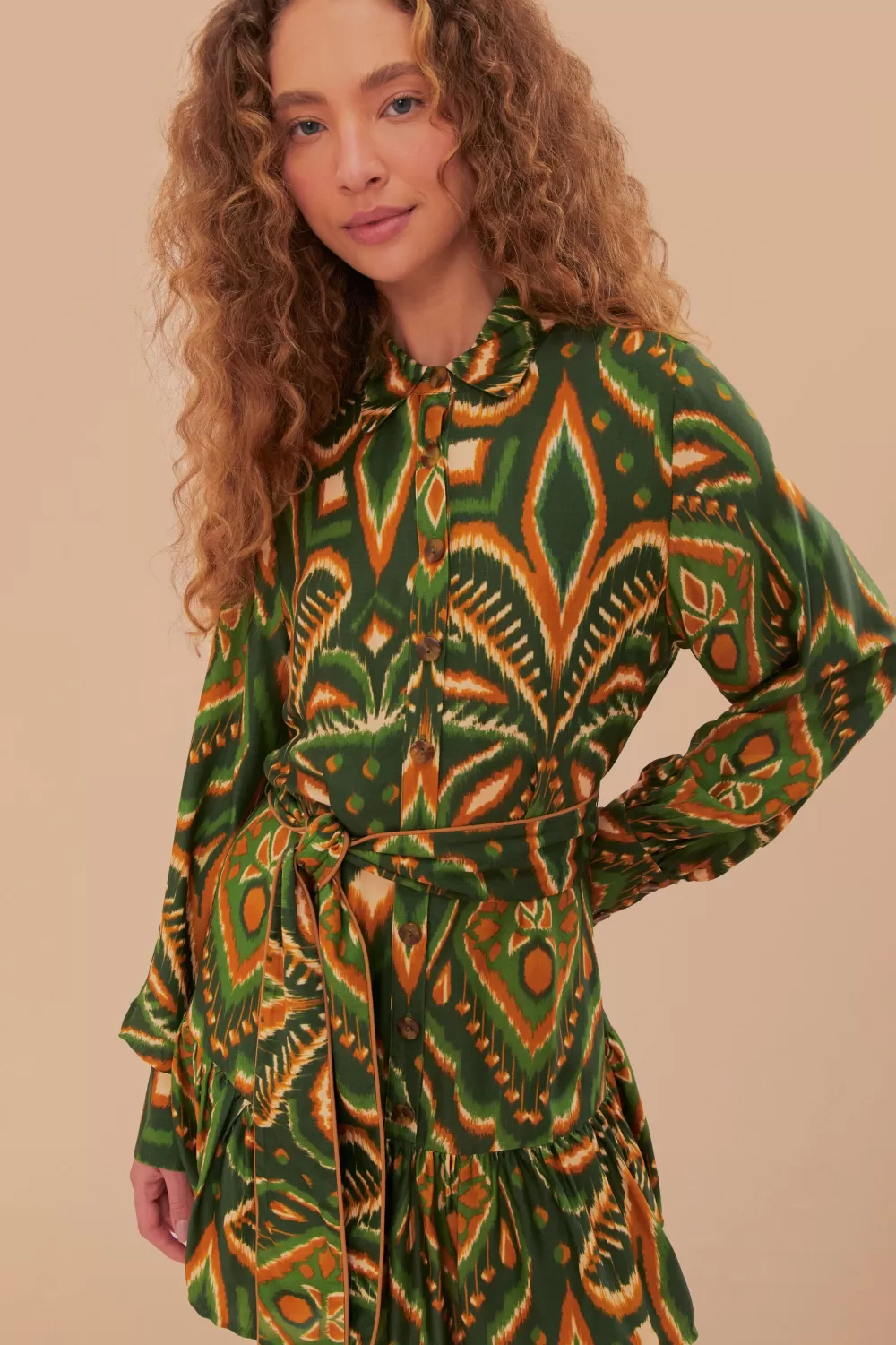 Mini-robe en viscose LENZING™ ECOVERO™ ananas vert ikat^FARM Rio  Store