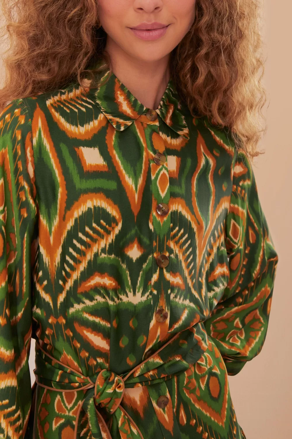 Mini-robe en viscose LENZING™ ECOVERO™ ananas vert ikat^FARM Rio  Store