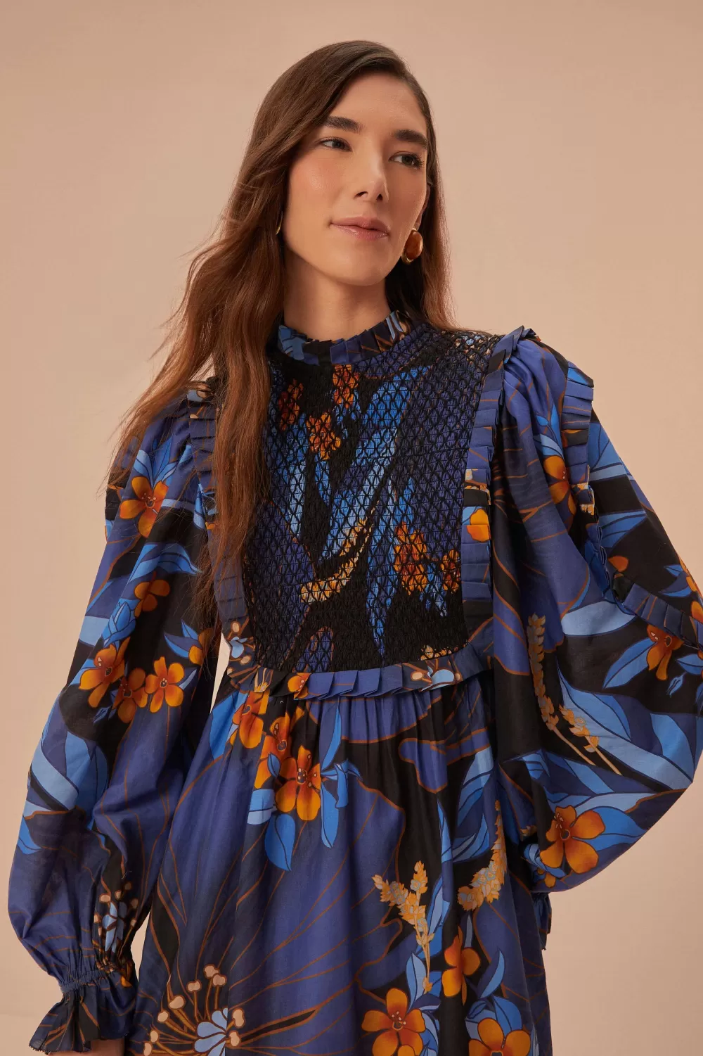 Mini-robe fleurie noire Pietra^FARM Rio  Shop
