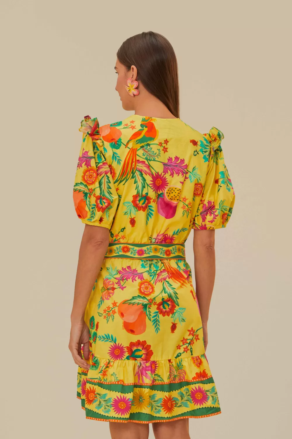 Mini-robe jaune en coton biologique Delicate Fruit Garden^FARM Rio  New