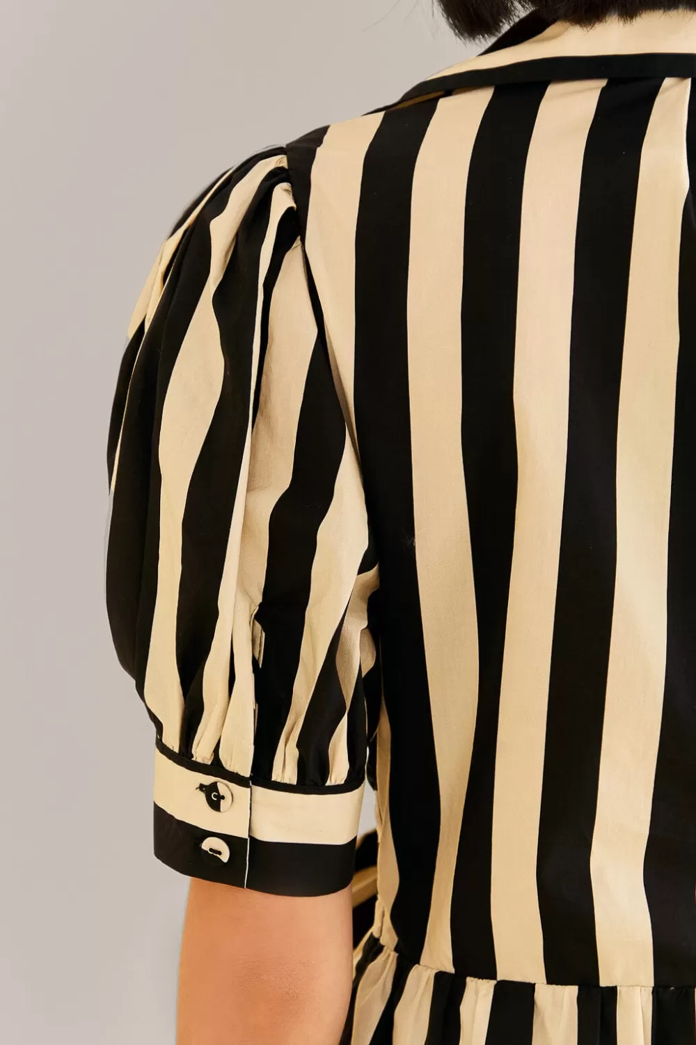 Mini-robe noire à manches courtes et rayures mélangées^FARM Rio  Cheap