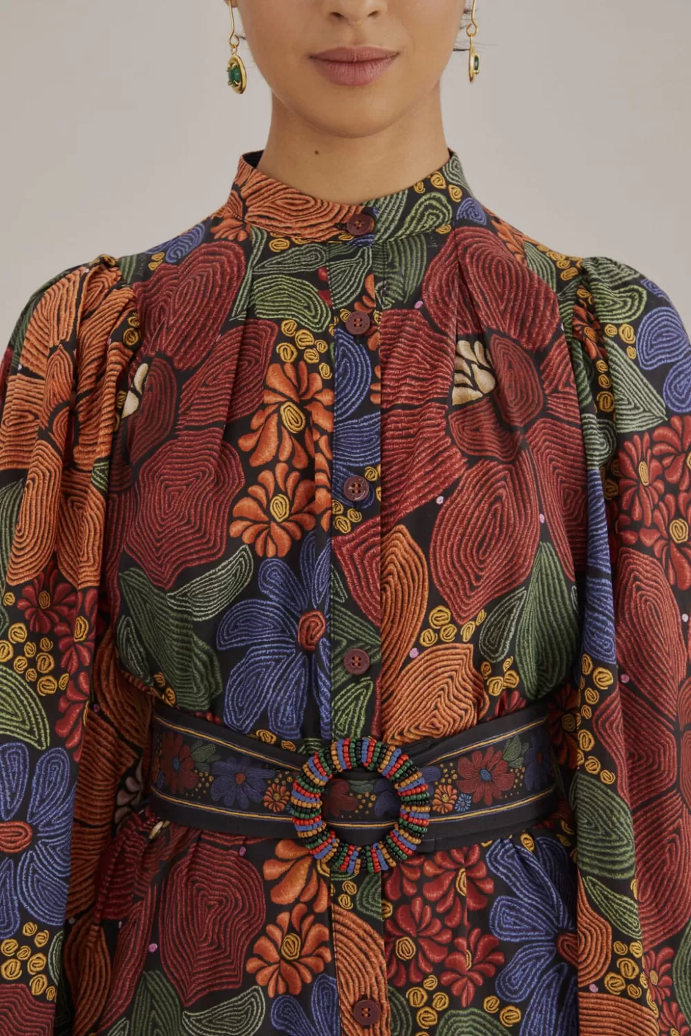 Mini-robe noire à manches longues et fleurs cousues^FARM Rio  Cheap