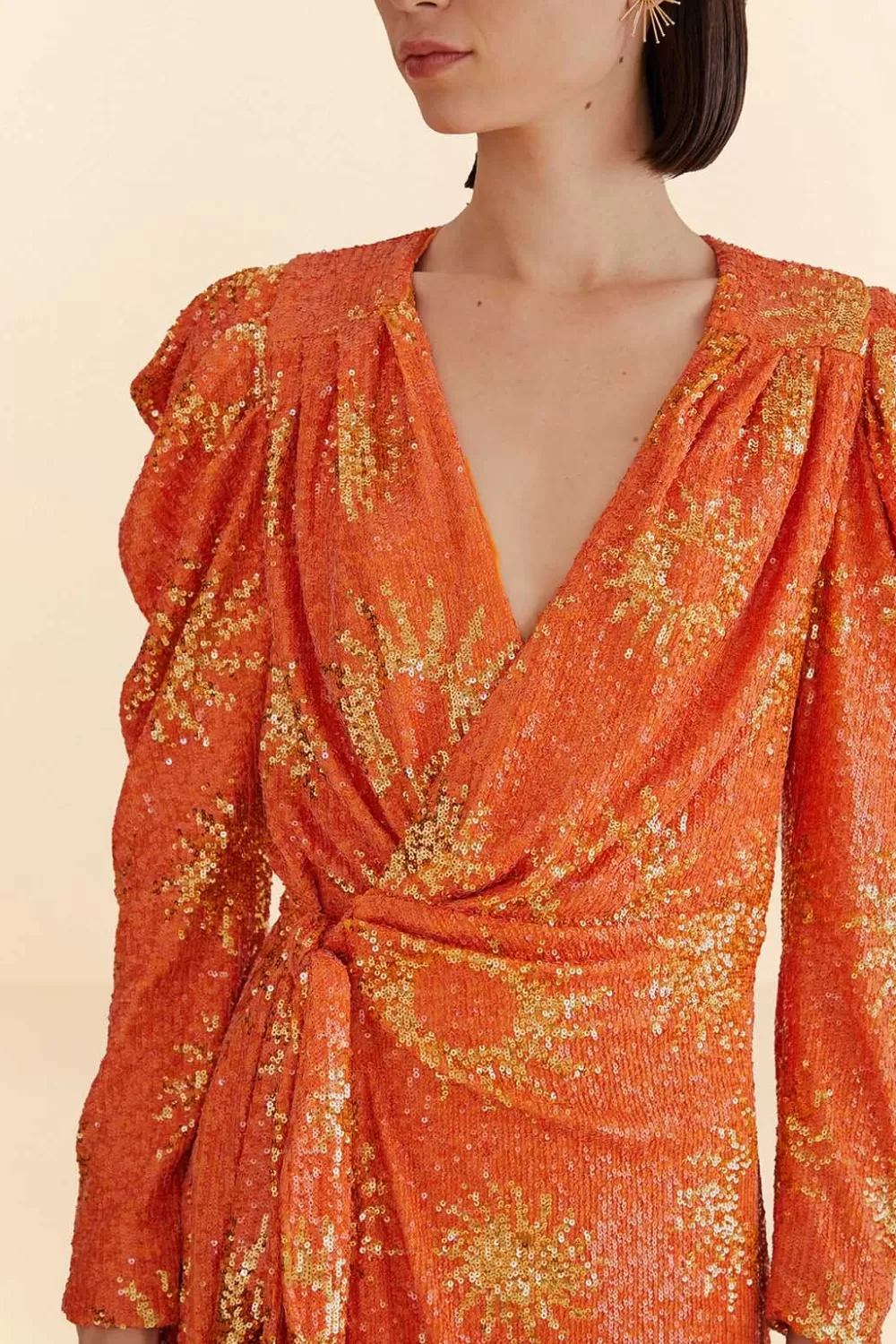 Mini-robe orange à manches longues et sequins Sunny Mood^FARM Rio  Store