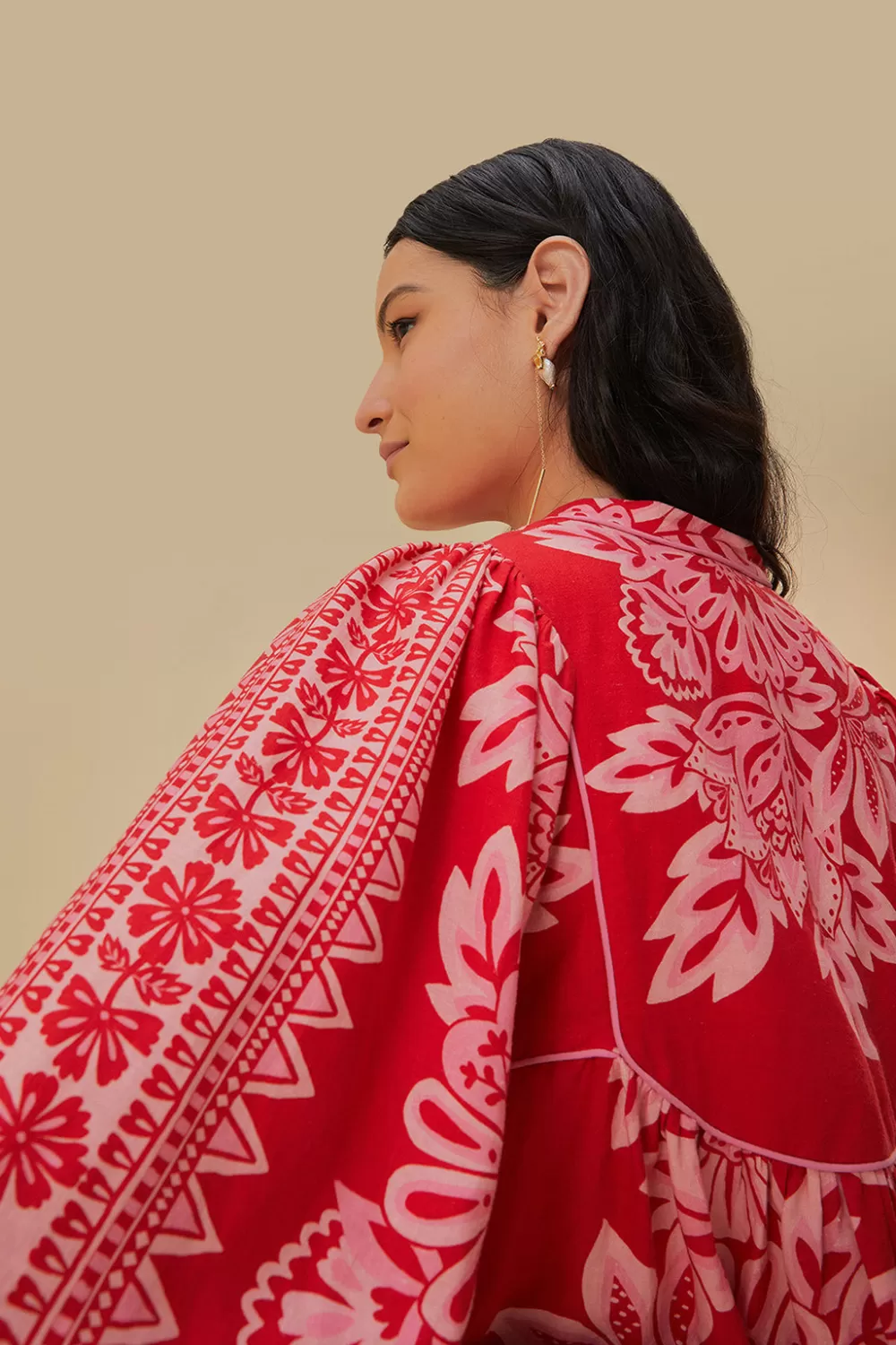 Mini-robe rouge à manches longues Flora Tapestry^FARM Rio  Online