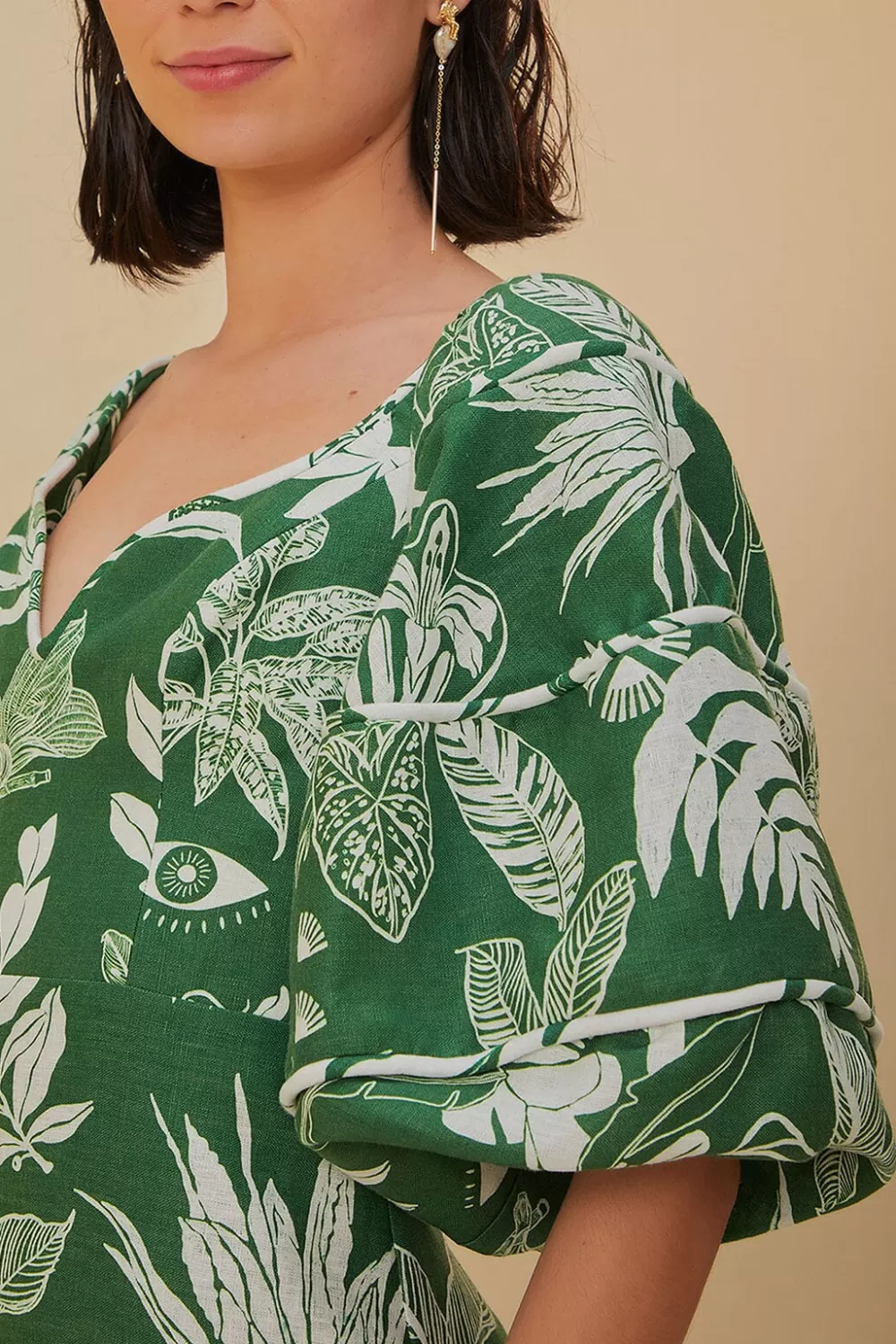 Mini-robe verte à manches courtes Forest Soul^FARM Rio  Store