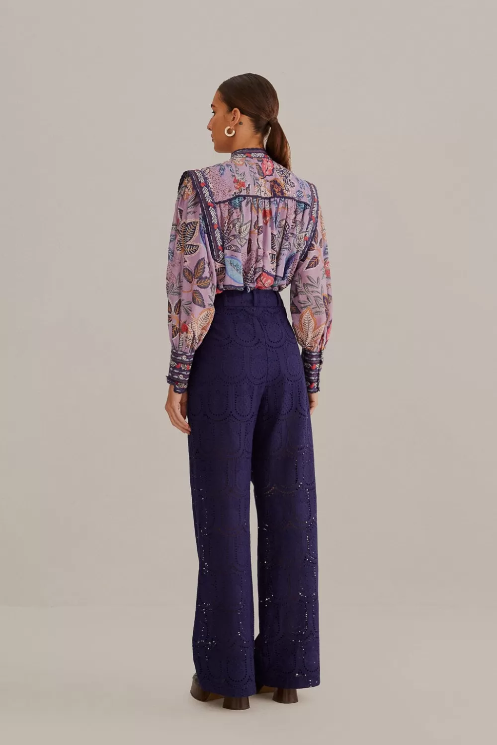 Pantalon à Oeillets Ananas Bleu Marine^FARM Rio  Outlet