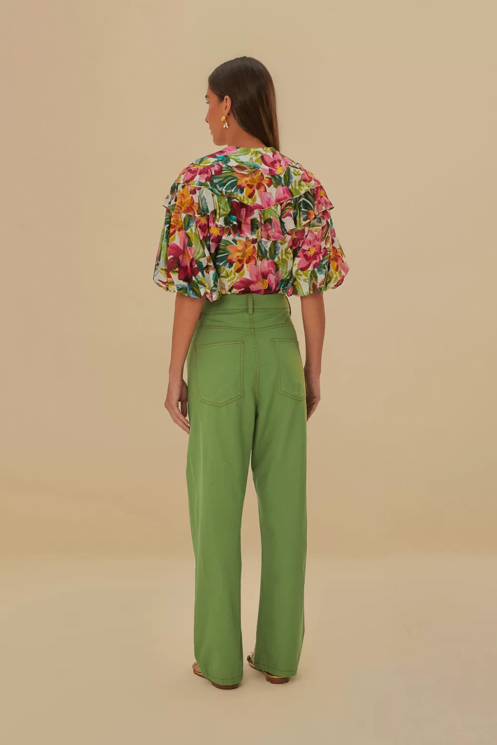 Pantalon plissé vert^FARM Rio  Store