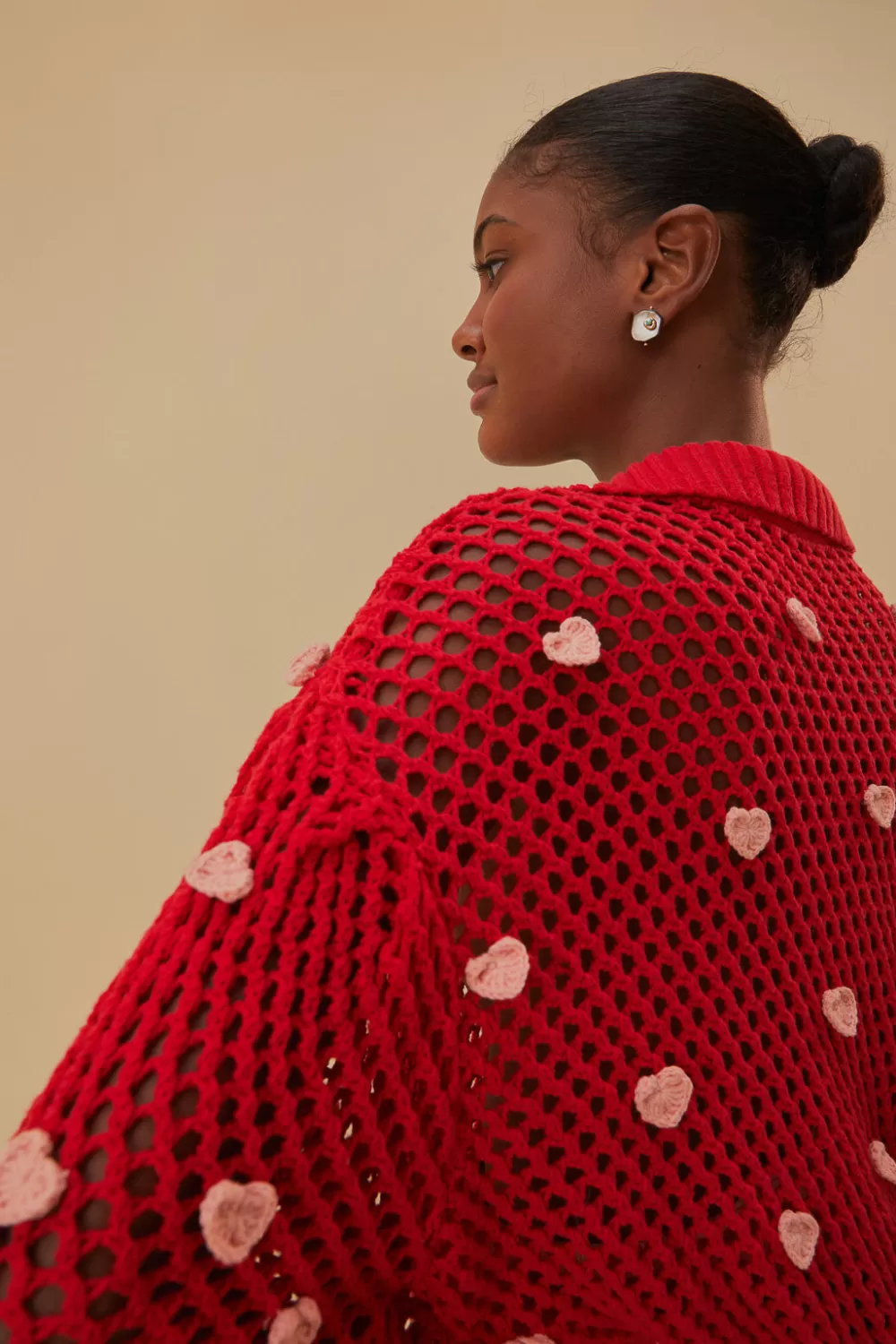 Pull tricoté coeurs faits à la main^FARM Rio  Shop