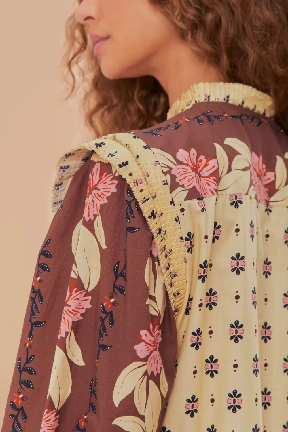 Robe courte à empiècement ouvert et à fleurs Ainika Maxi Crème^FARM Rio  Clearance