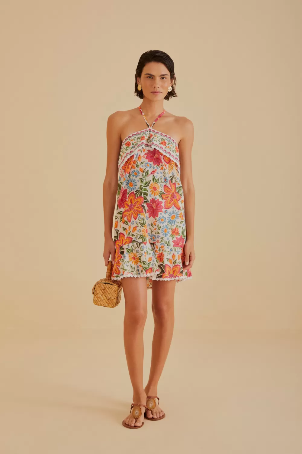 Robe courte blanc cassé Bloom Garden^FARM Rio  Best Sale