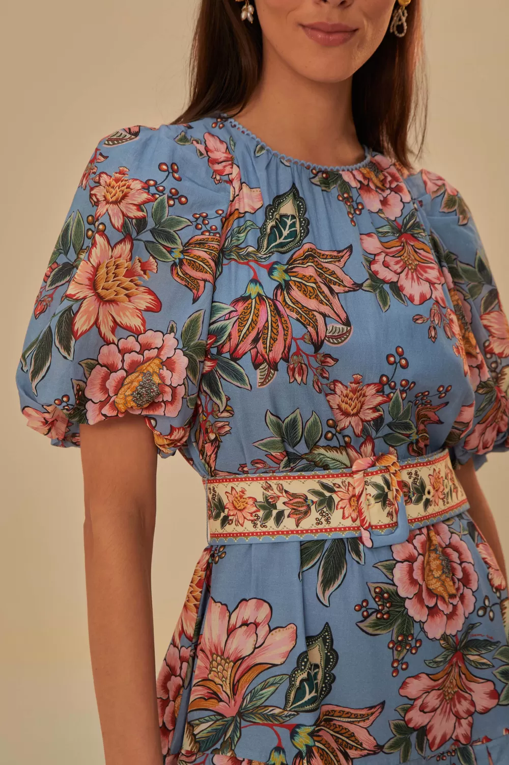 Robe courte bleue Wonderful Bouquet^FARM Rio  Cheap