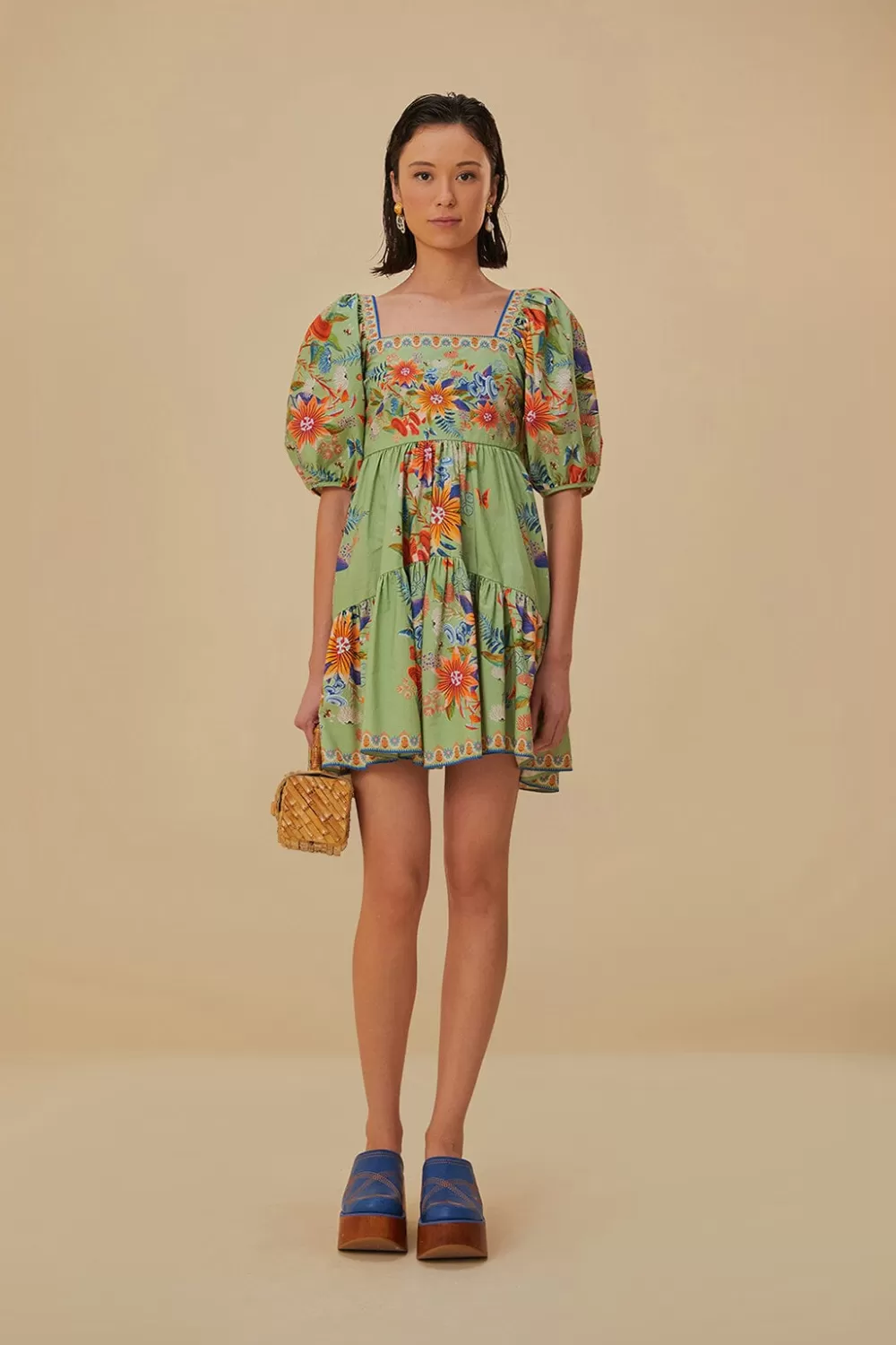 Robe courte verte Bright Yard^FARM Rio  Discount