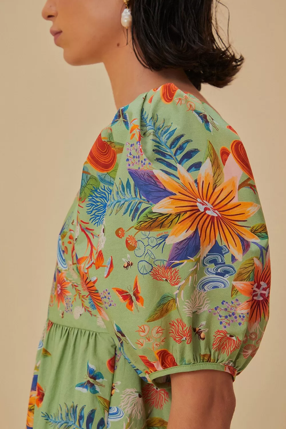 Robe courte verte Bright Yard^FARM Rio  Discount
