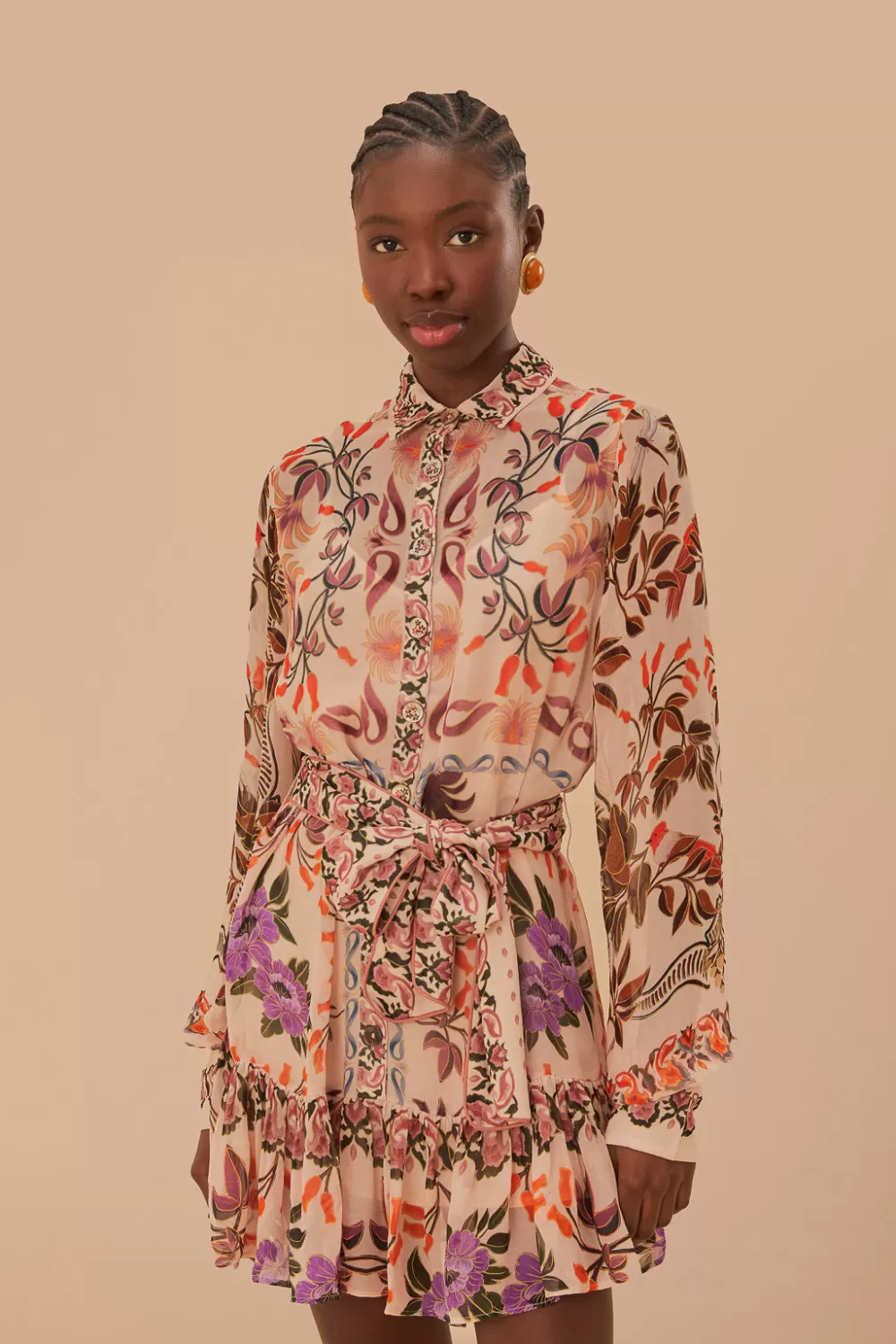 Robe courte Winter Garden couleur crème^FARM Rio  Online