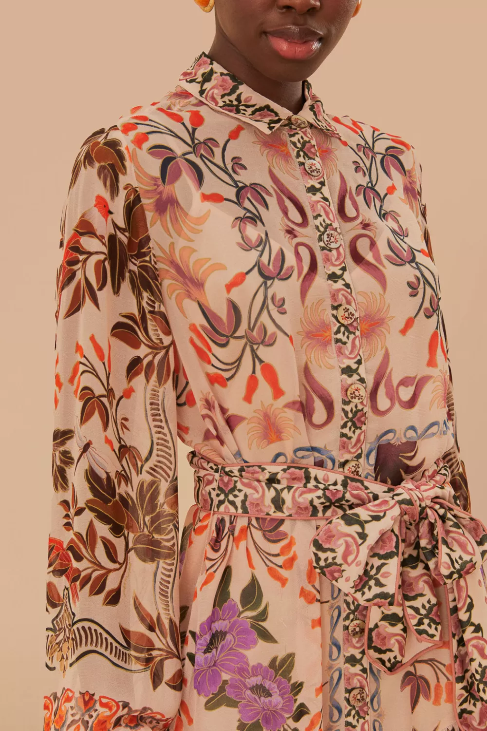 Robe courte Winter Garden couleur crème^FARM Rio  Online