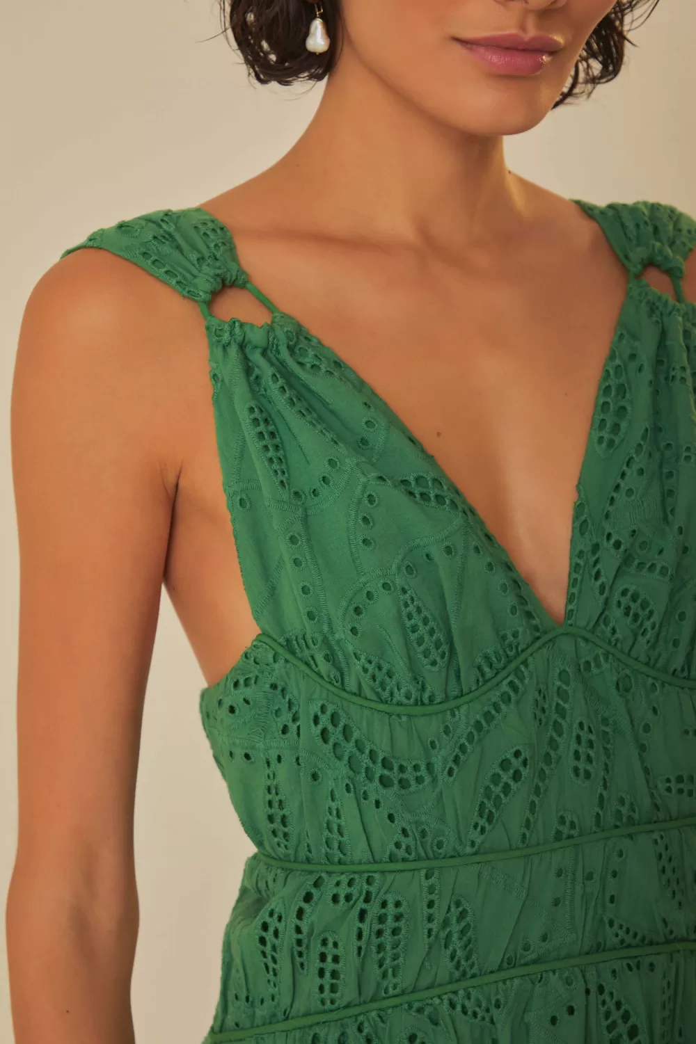 Robe longue à œillets corset Monstera verte^FARM Rio  Flash Sale