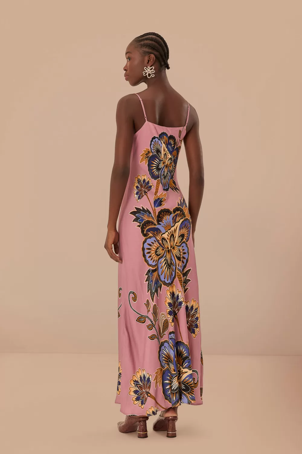 Robe longue à imprimé fleuri rose en viscose LENZING™ ECOVERO™^FARM Rio  Shop