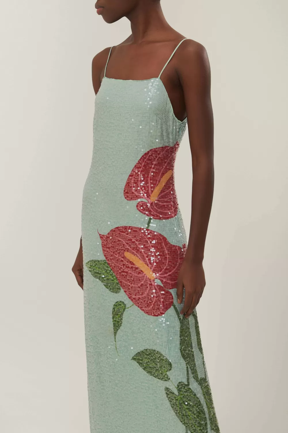 Robe longue à imprimé fleurs d'anthurium bleu^FARM Rio  Best Sale