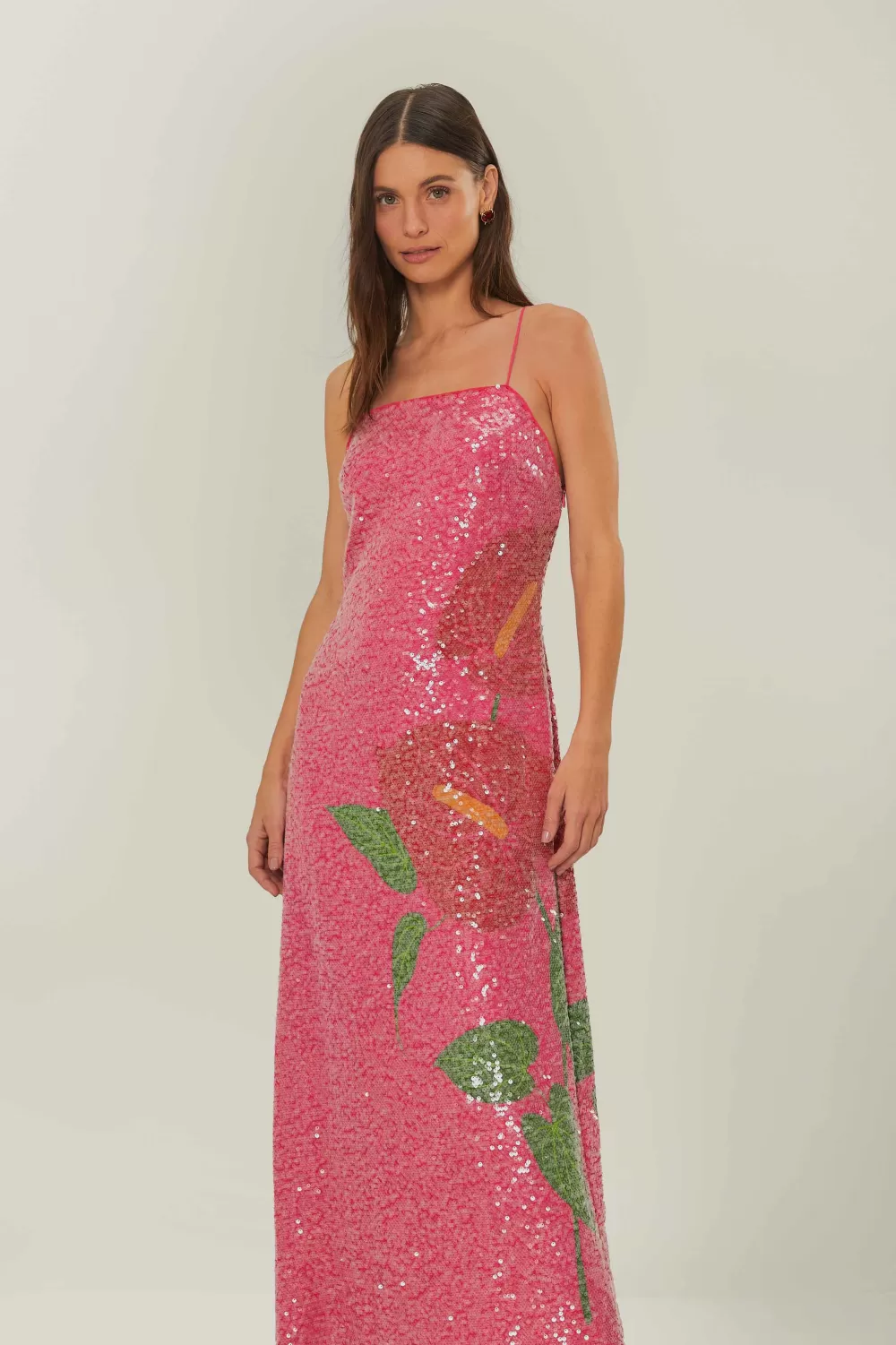 Robe longue à imprimé fleurs d'anthurium rose^FARM Rio  Best