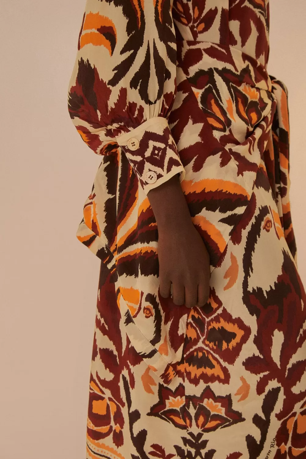 Robe longue à imprimé toucans crème^FARM Rio  Shop