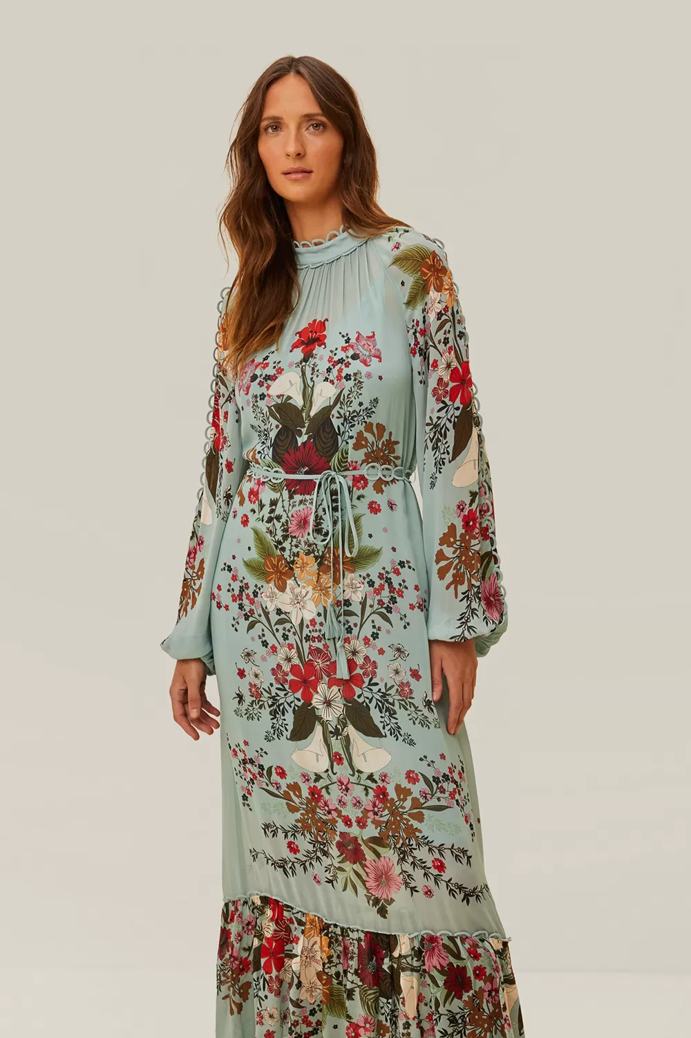 Robe longue à manches longues Blue Beauty Bouquet^FARM Rio  Best Sale