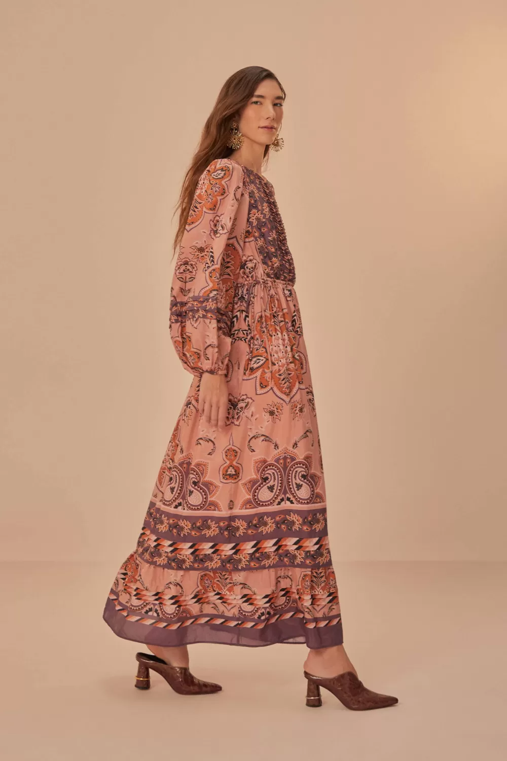 Robe longue à manches longues Glam Tapestry bordeaux^FARM Rio  Store