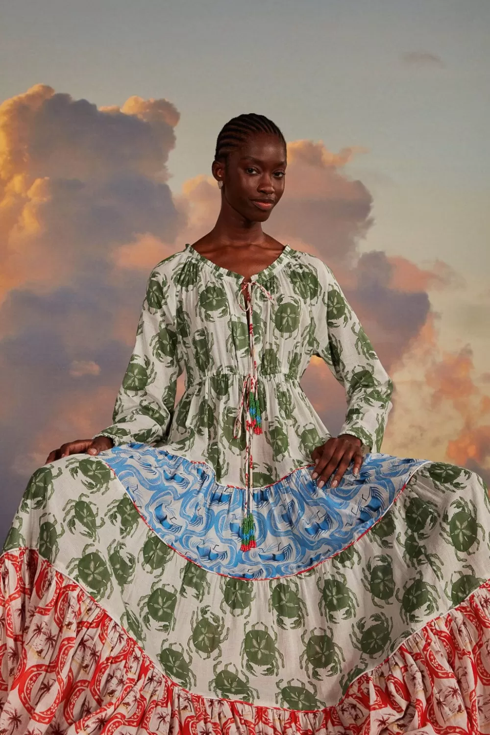 Robe longue à manches longues Stamp Mix^FARM Rio  Best Sale