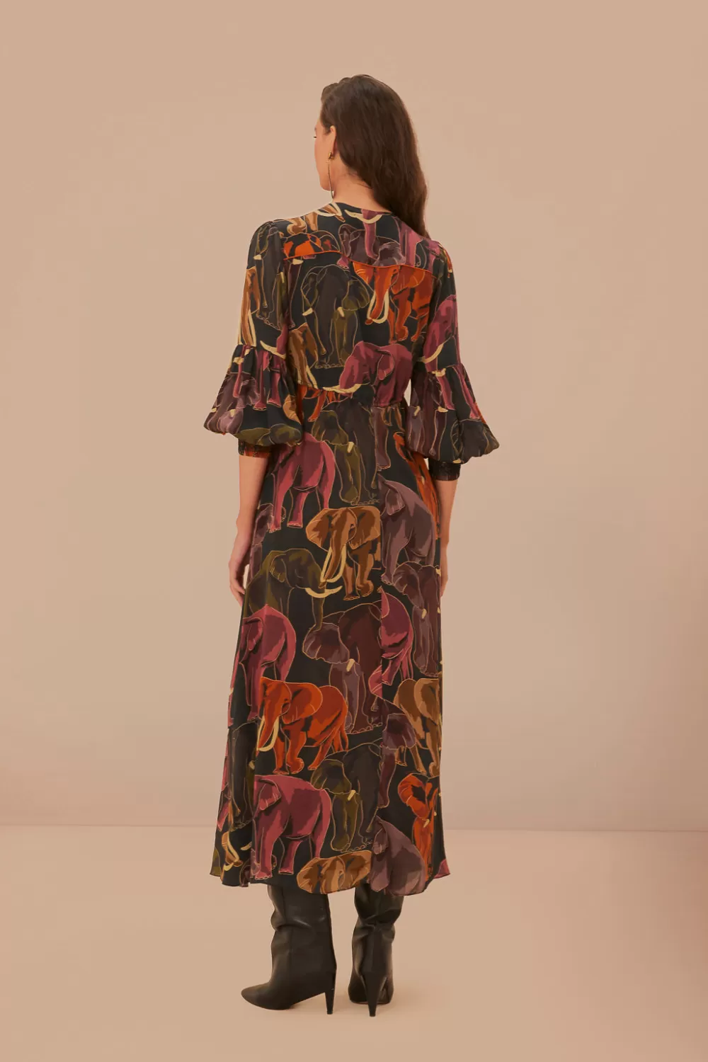 Robe longue à motifs d'éléphants verts^FARM Rio  Fashion