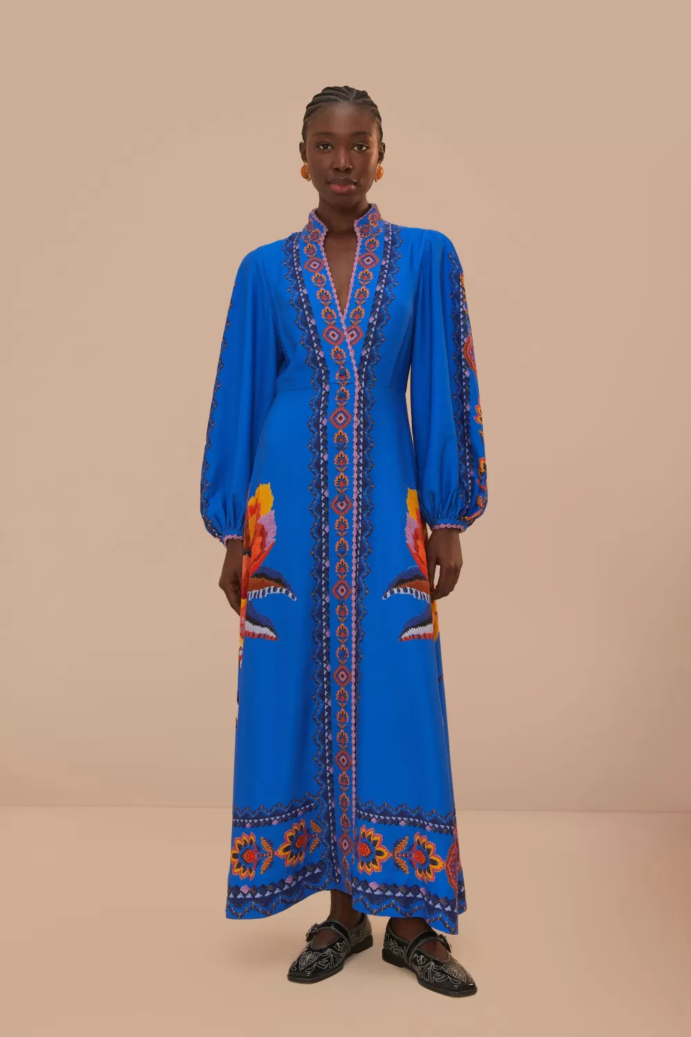 Robe longue à tapisserie florale bleu marine Lucy^FARM Rio  Online